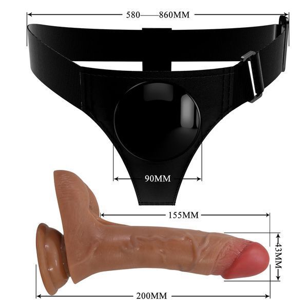 Страпон сквіртний та вібруючий Pretty Love Oher, Vibration Squirt, TPR ABS PU Nylon BW-022103P фото