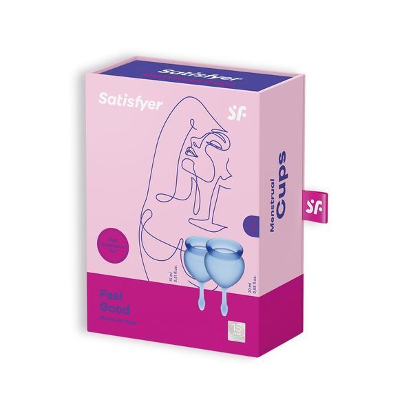 Набор менструальных чаш SATISFYER Feel Good, 2 шт., 15 мл и 20 мл, темно-синие 73-4002194 фото