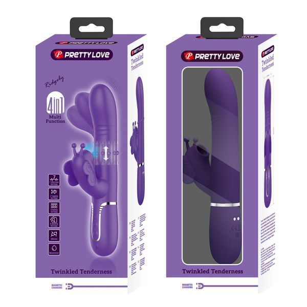 Вібратор-кролик PRETTY LOVE Twinkled Tenderness Purple, силікон, фіолетовий, подвійна стимуляція BW-500011-2 фото