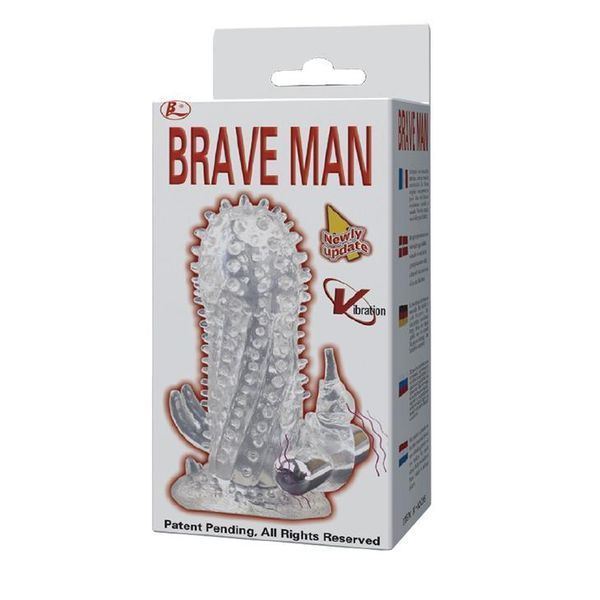 Насадка на пенис с вибрацией BAILE Brave Man, прозрачная BI-026205 фото