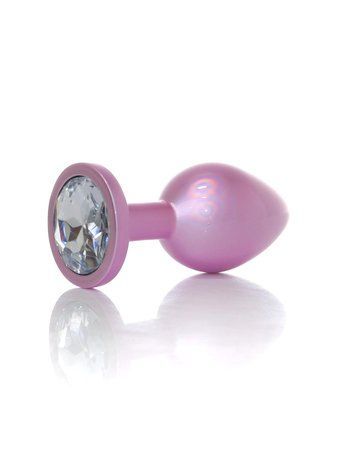 Анальна металева пробка BOSS SERIES Plug-Jewellery Pearl Pink, прозора, M, 32 мм 64-00133 фото