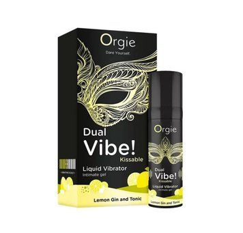 Збуджуючий гель вібратор ORGIE Dual Vibe! Kissable Liquid Vibrating Lemon Gin And Tonic 69-17557 фото