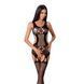 Бодістокінг Passion BS066 One Size, Black, комбінезон, імітація панчіх і пояса з гартерами PBS066B фото 1
