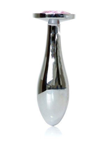 Анальна пробка BOSS SERIES Plug Jewellery Silver Rose, металева, рожева, 28 мм 64-00147 фото
