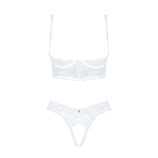 Еротичний комплект Obsessive Heavenlly 2-pcs cupless set XL/2XL, відкриті груди, з доступом SO8177 фото