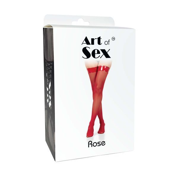 Панчохи в дрібну сітку з коронкою Art of Sex - Rose, колір чорний з ефектом мокрого оксамиту, L SX3652 фото